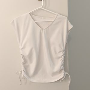 White V-neck with side ties